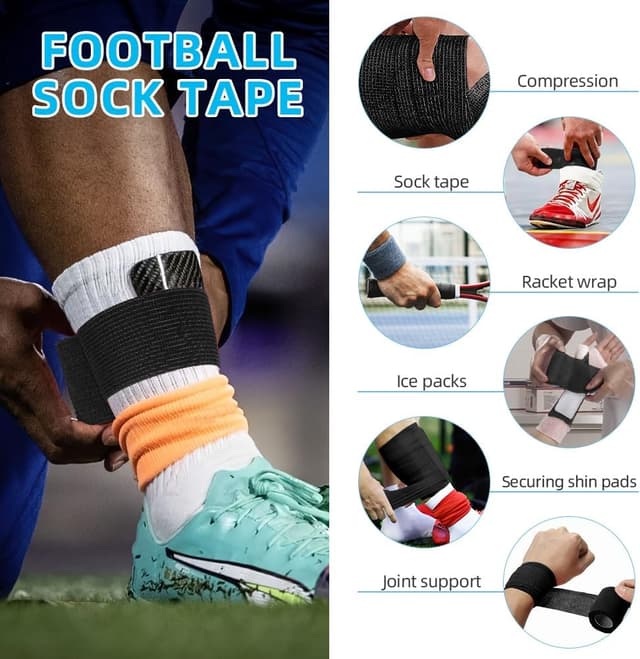 Detalle 2 de ACWOO Self Adherent Sport Wrap Tape (8 rolls), 5cm x 4.5m elastic wrap tape for football shin guards, wrists and pets