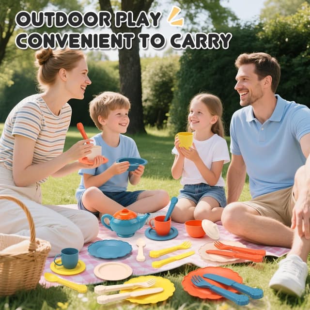 Detalle de RUIDYA Afternoon Tea Party Playset (29-piece kids kitchen accessory set) for ages 3+