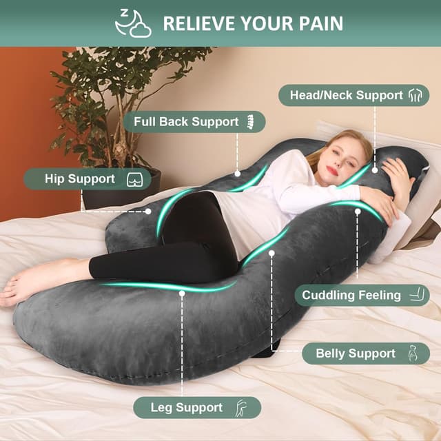 Detalle 2 de Chilling Home Schwangerschaftskissen J-Form Stillkissen