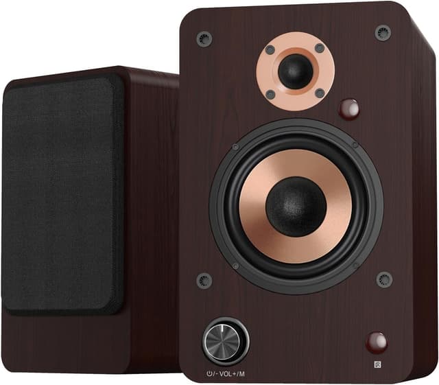 Detalle de LONPOO Bluetooth Regal-Lautsprecher LP42M mit 4" Woofer, optisch/koaxial/RCA/USB/AUX und Fernbedienung