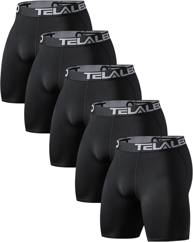 Detalle de TELALEO 5-Pack or 6-Pack Men’s Compression Shorts (Spandex Athletic Baselayer)