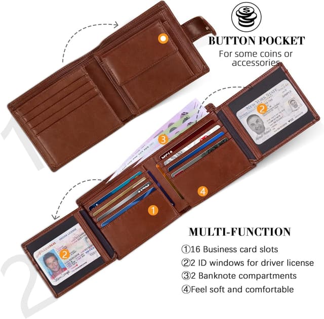 Thumbnail 1 de HOCRES Wallets for Men RFID 14 slots