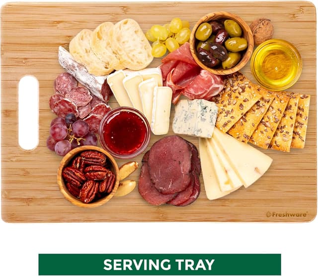 Detalle de Freshware Bamboo Cutting Board Set of 3 (Knife Friendly) with Hanging Holes