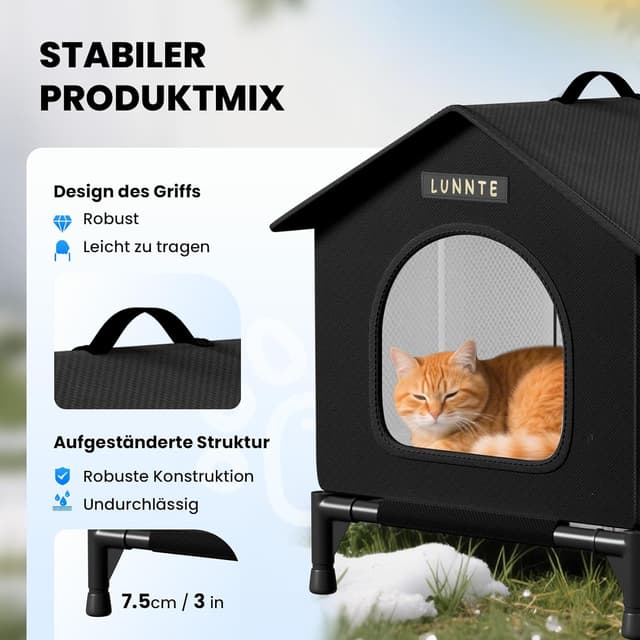 Detalle de LUNNTE Outdoor Katzenhaus 34x40x47 cm