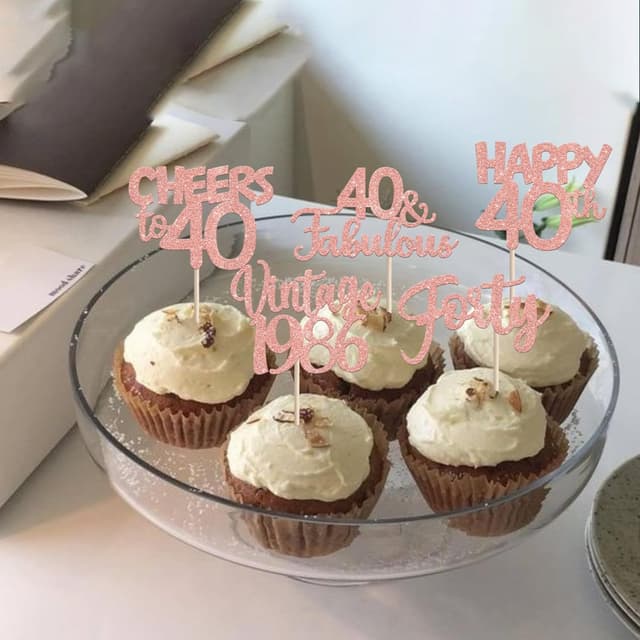 Detalle 1 de Cupcake Toppers Glitzer Vintage 40