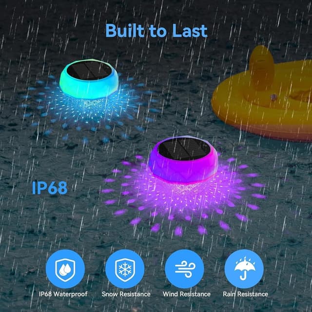 Thumbnail 4 de yowin Poolbeleuchtung Solar schwimmend mit Fernbedienung, dimmbar (IP68, 7 Farben, 3 Modi)