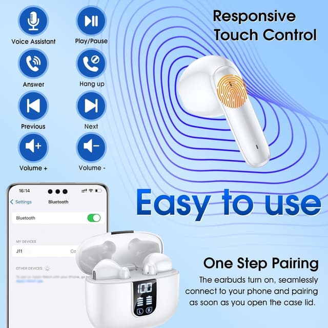 Thumbnail 6 de Kabellose Bluetooth 5.4 In-Ear-Kopfhörer mit 6 Mic & ENC-Noise-Cancelling – 35 Std. Spielzeit, IP7