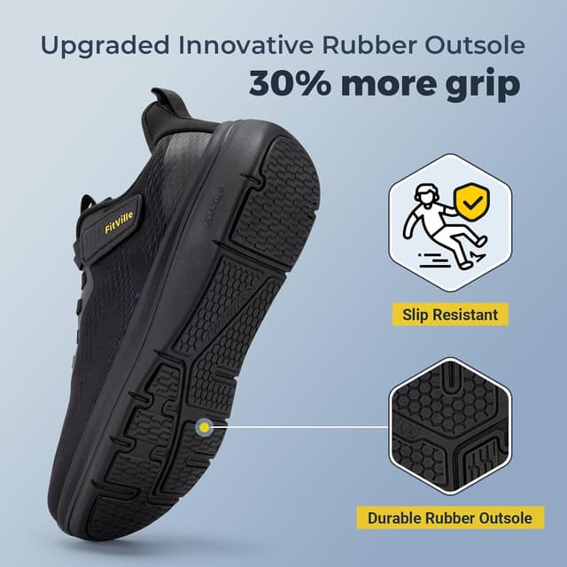 Detalle de FitVille Mens Extra Wide Trainers with Arch Support Insoles – Road Running Shoes (Lightweight, Slip-Resistant)