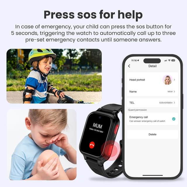 Detalle 2 de LAGENIO K9 Smartwatch Bambini AI con GPS, 4G e videochiamate su rete 4G, display AMOLED 1,78" e modalità scuola