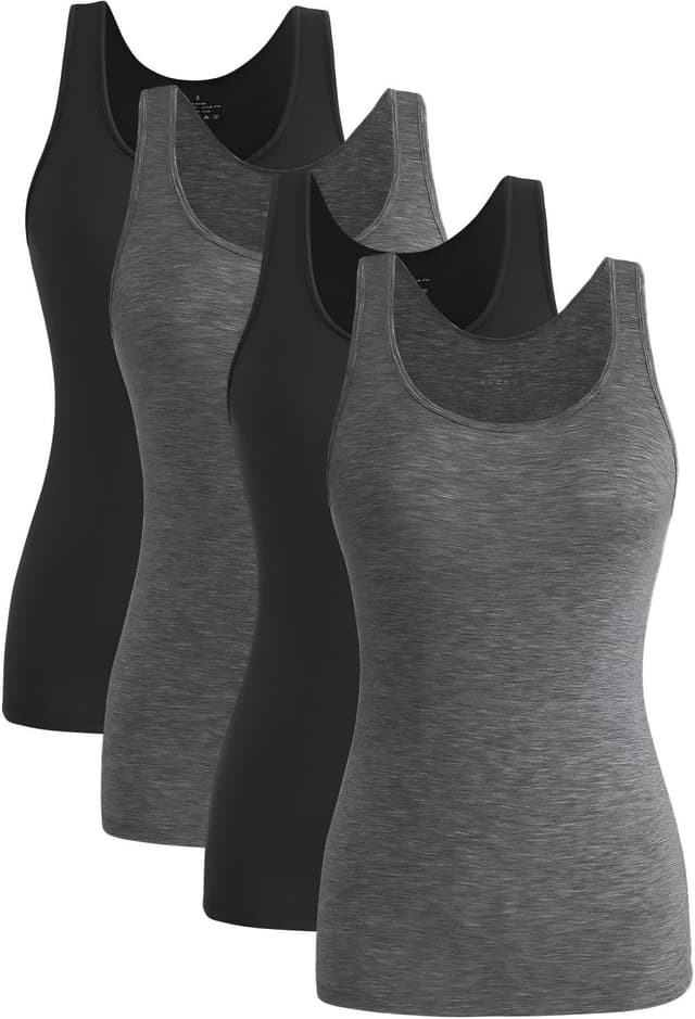 Detalle de Knuffnee Damen Stretch Unterhemd Basic Tank Tops im 4er Pack (95% Modal, 5% Elasthan)
