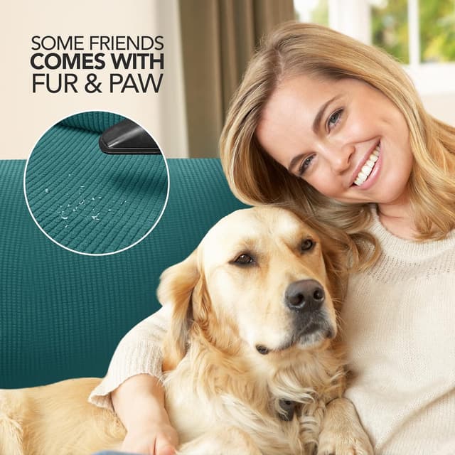 Detalle de Deconovo Copridivano 2 posti elastico con fodera protettiva e braccioli (universale) in tessuto jacquard