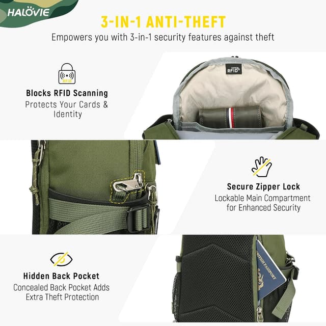 Thumbnail 2 de HALOVIE Brusttasche Anti-Diebstahl Slingbag Umhängetasche Crossbody – mit RFID-Schutz und MOLLE