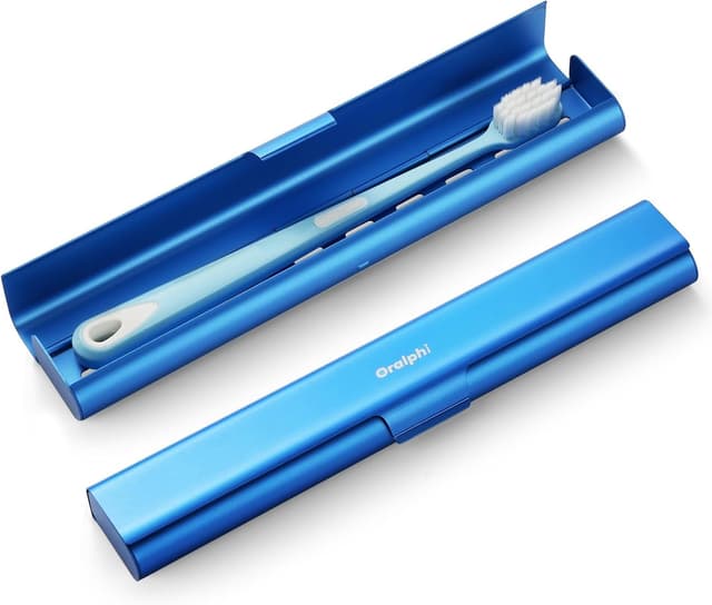 Detalle de Oralphi aluminium toothbrush travel case (blue) – portable manual toothbrush holder