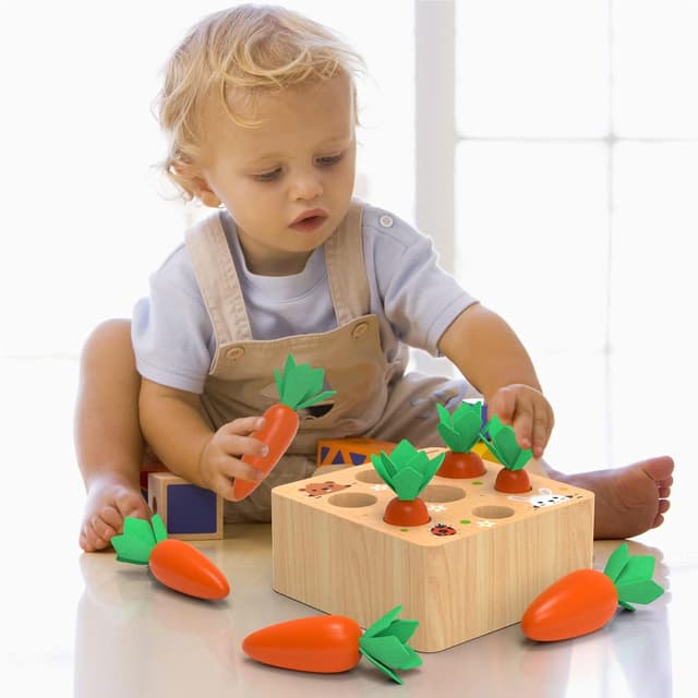 Thumbnail 4 de KMTJT Montessori Carrot Harvest Shape Sorter for 12 Months