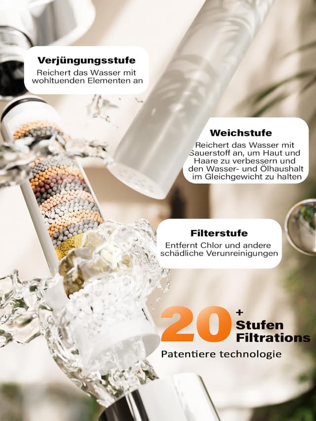 Detalle de Cobbe Duschkopf mit Filter (20 Schichten) & Hochdruck-Handbrause, 7 Strahlarten