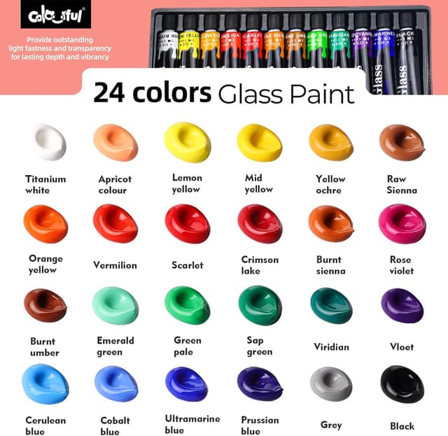Thumbnail 6 de COLORFUL Glass Paint Set 24 colours 🎨