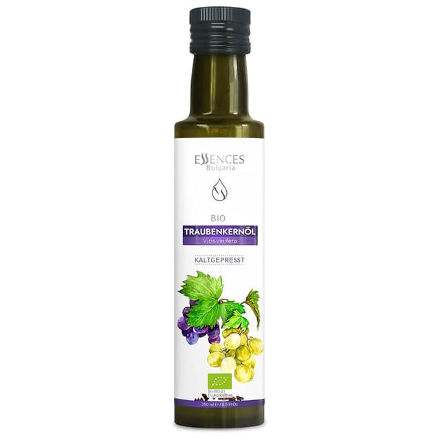 Detalle de Essences Bulgaria Bio-Traubenkernöl kaltgepresst (250 ml) – 100% naturrein, vegan