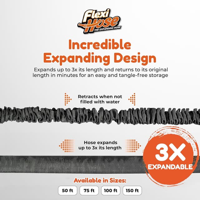 Detalle 2 de Flexi Hose Expandable Garden Hose (50ft / 15m) with 3/4-inch fittings, spray nozzle & on/off valve