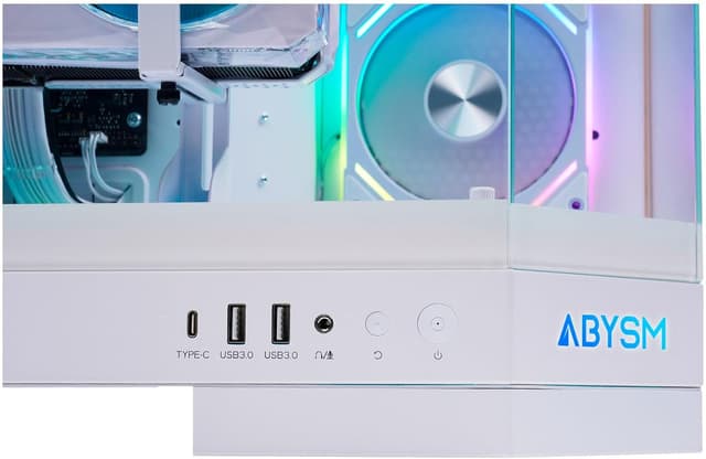 Detalle 2 de Abysm Gaming Danube SAVA H600 : boîtier PC gamer E-ATX à 3 panneaux en verre trempé et 4 ventilateurs ARGB 120 mm