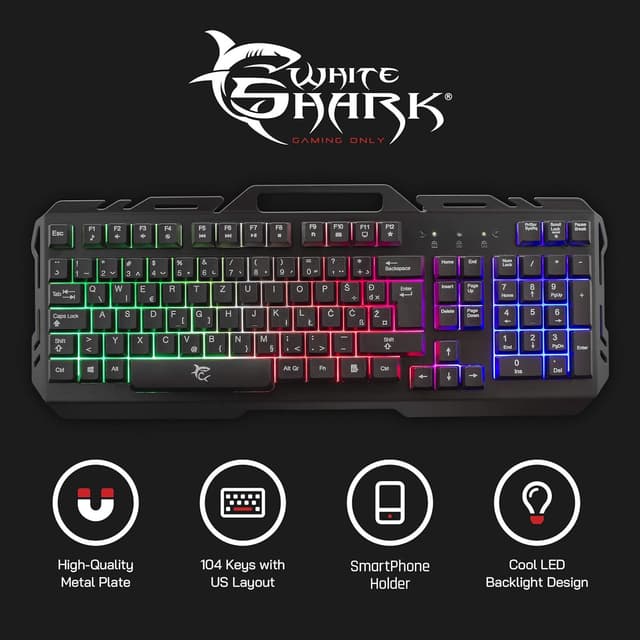 Imagen de White Shark GK-1923 Gladiator-2 Gaming Keyboard - UK Layout, LED RGB Backlit, Metal Framed With Phone Holder, Silent Non-Conflict Membrane Keys for PC, PS4, Xbox
White Shark GK-1923 Gladiator-2 Gaming Keyb… en OfertitasTOP