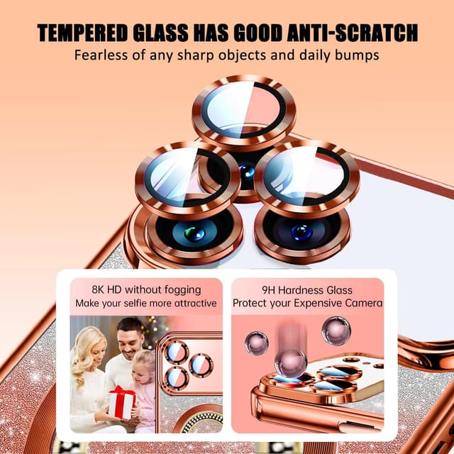 Detalle de Misscase Magnetic Glitter Case for iPhone 17 Pro Max (6.9"), Orange – MagSafe-ready slim shockproof cover