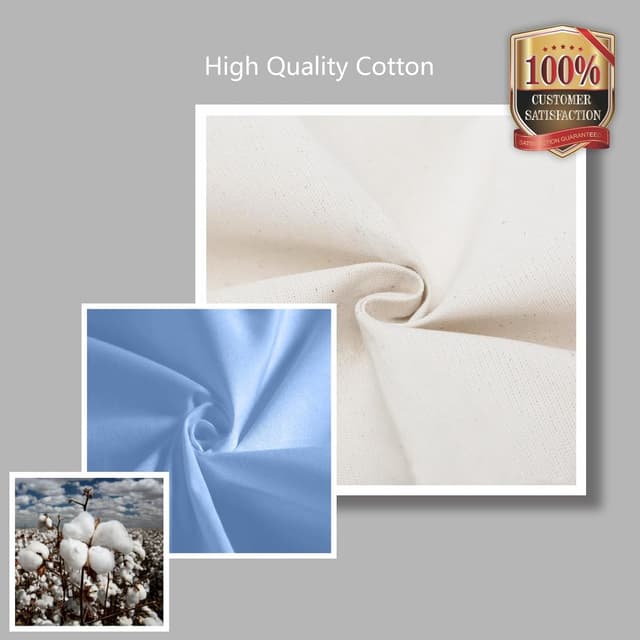 Thumbnail 6 de TOPDesign 6-Pack Cotton Canvas Reusable Grocery Bags with Exterior Pocket, Top Zipper (Light Blue/Natural)