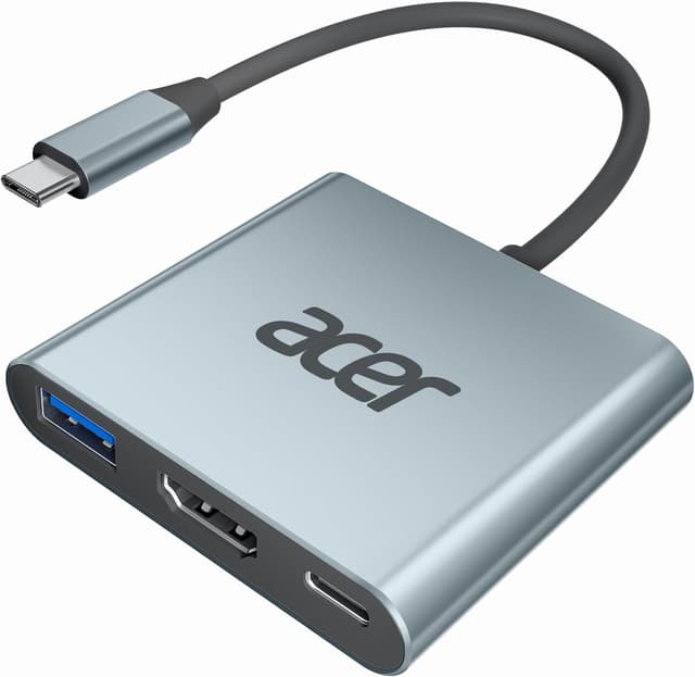 Detalle de Acer USB-C auf HDMI-Adapter (4K@30 Hz) inkl. USB-A 3.0 & PD bis 100 W – kompakte 3-in-1-Lösung