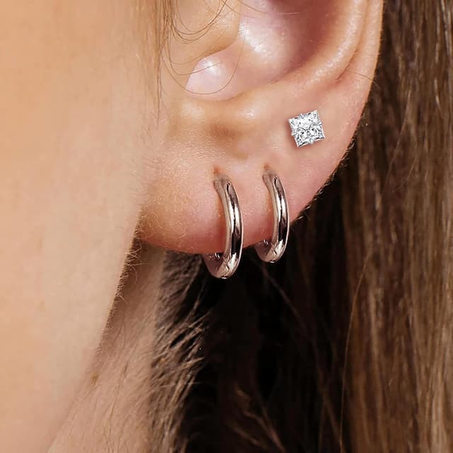 Detalle de Loutade Ohrringe Silber 925 Set mit 5 Paaren: Creolen & Ohrstecker für mehrere Piercings (hypoallergen)