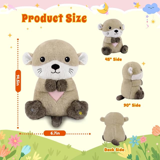 Detalle de BRICHOEE Breathing Stuffed Animal Otter Plush with Breathing Motion, Calming Sound & Light