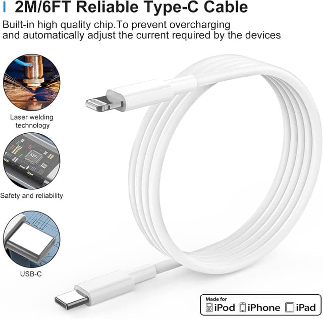 Detalle 2 de Apple iPhone Fast Charger 20W with 2m USB‑C to Lightning cable