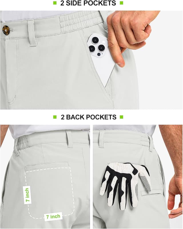 Detalle 2 de 33,000ft Men’s 9" Dry Fit Stretch Golf Shorts with UPF 50+ and Pockets