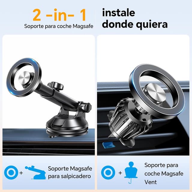 Detalle 2 de Coolpow Soporte Magnético Coche MagSafe 360°