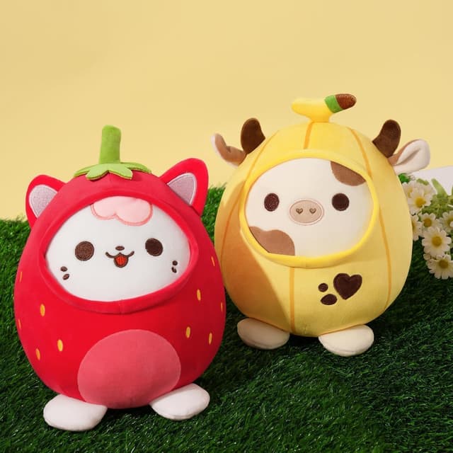 Detalle de shownicer Plüsch-Kuh als Kuscheltier und Wurfkissen, 20 cm (Gelb Banane)