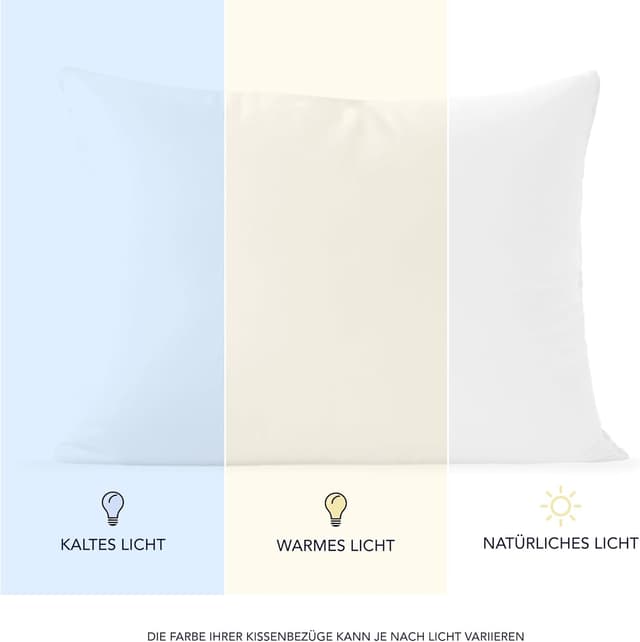 Detalle de Dreamzie Kissenbezug 50 x 70 cm (Set mit 2) aus 100% Jersey-Baumwolle – weiß