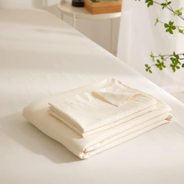 Detalle de Cream White King Duvet Cover Set (104"x90") with Zipper Closure & 2 Pillowcases, Soft Washed Microfiber Ivory Boho Bedding Set