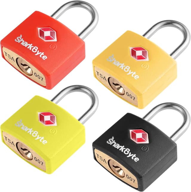 Detalle 2 de SHARKBYTE SharkByte TSA Approved Suitcase Locks with Keys (4 Pack, mix colours) — keyed travel padlocks