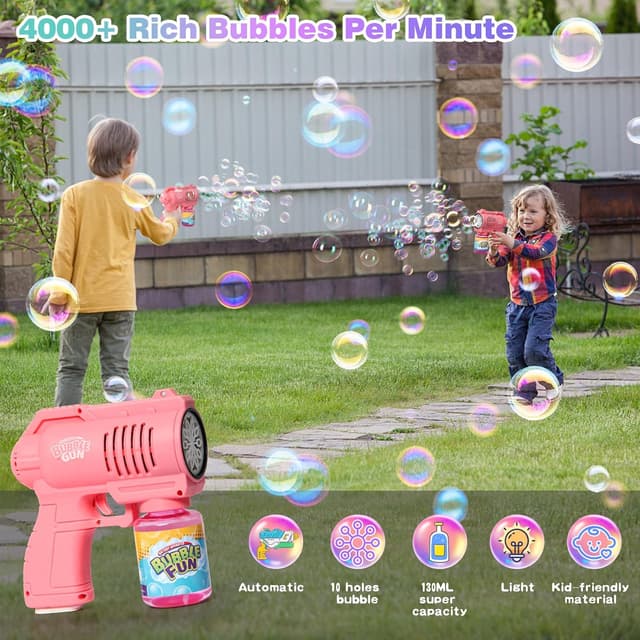 Detalle 2 de Panacare Seifenblasenpistolen Bubble Gun für Kinder (2026-Pink) – automatische Seifenblasenmaschine mit 130 ml