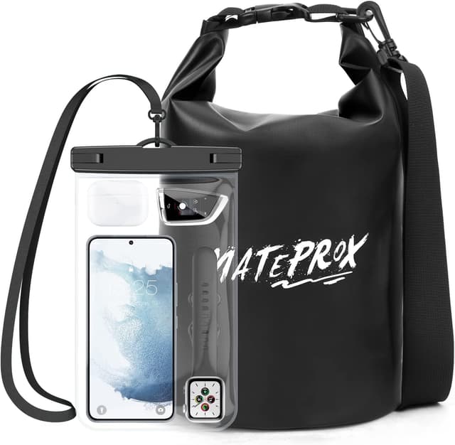 MATEPROX Waterproof Dry Bag Roll Top 5L, 10L or 20L with Waterproof Phone Pouch (Floating Dry Sack)