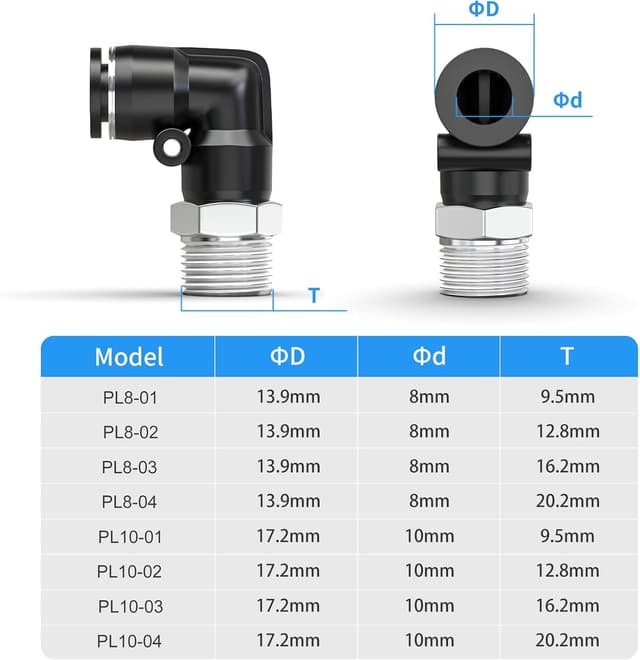 Detalle 2 de TAILONZ PNEUMATIC Male Elbow 10mm x 1/2 BSP