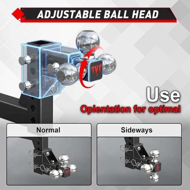 Thumbnail 4 de TYT Adjustable Tri-Ball Trailer Hitch 2 in Receiver 10000/1000