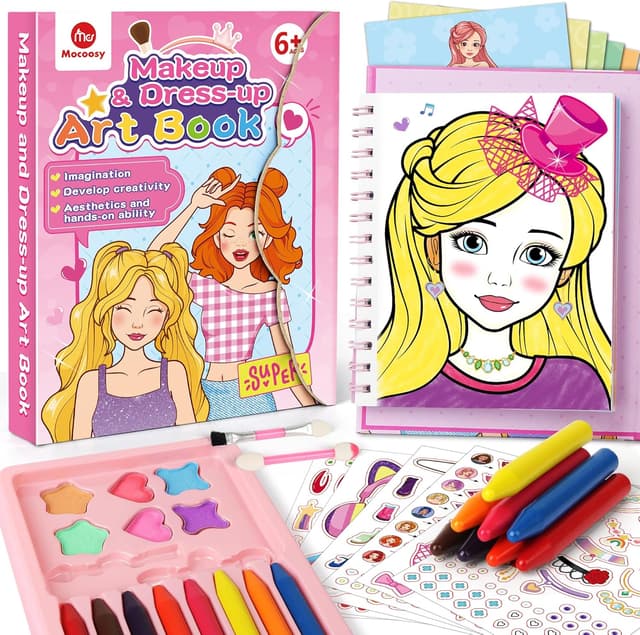 Detalle de Mocoosy Kids Makeup Art Craft (Ages 4–8) Pretend Play Makeup Coloring Book with Stickers