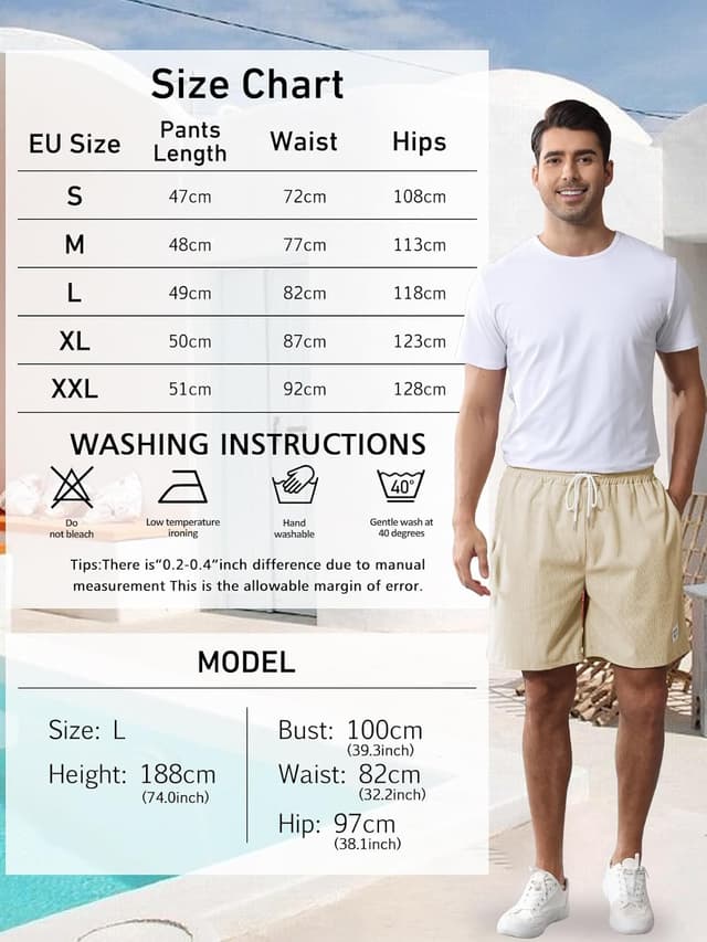 Detalle 1 de Mens casual summer shorts in cotton linen