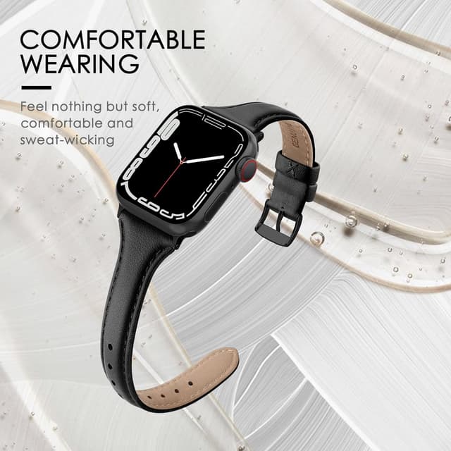 Detalle 2 de Tuocal Genuine Leather Strap for Apple Watch 38/40/41/42mm (Series 10 to SE) – soft, elegant replacement band