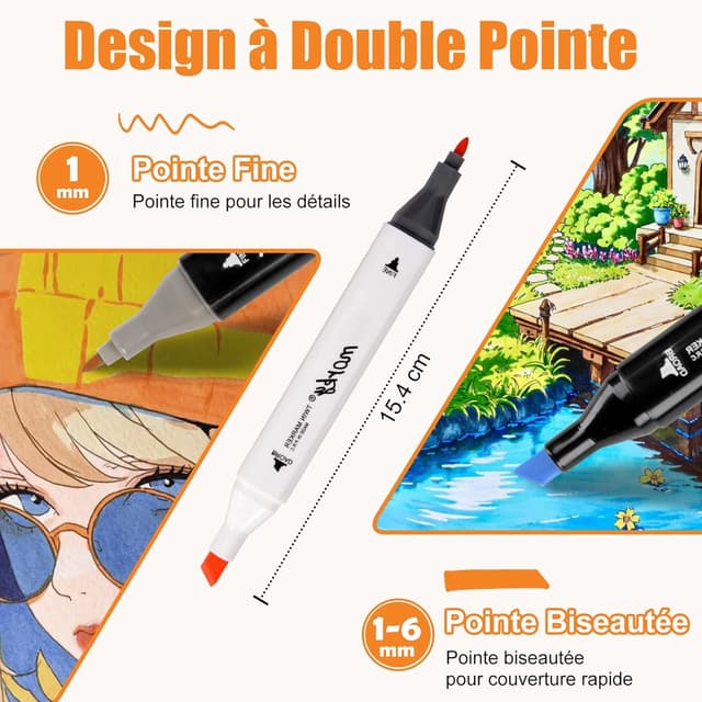 Detalle de AEDAGA 120 marqueurs alcool à double pointe