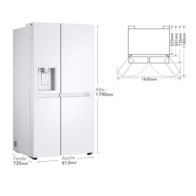 Thumbnail 4 de LG GSLC40SWPE frigorífico 628 l 179 cm blanco 🧊