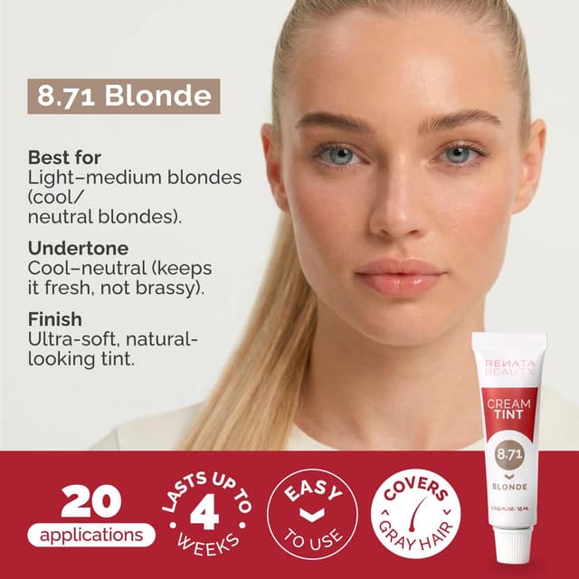 Detalle 2 de RB Renata Beauty Tint Kit for Spot Coloring – Cream Hair Dye Kit for Gray Coverage (Blonde) with Developer & Application Brush