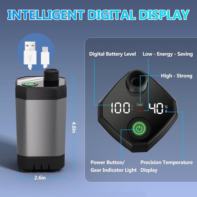 Detalle 2 de BSEED Portable Shower for Camping with Immersion Water Heater (6000mAh Rechargeable)