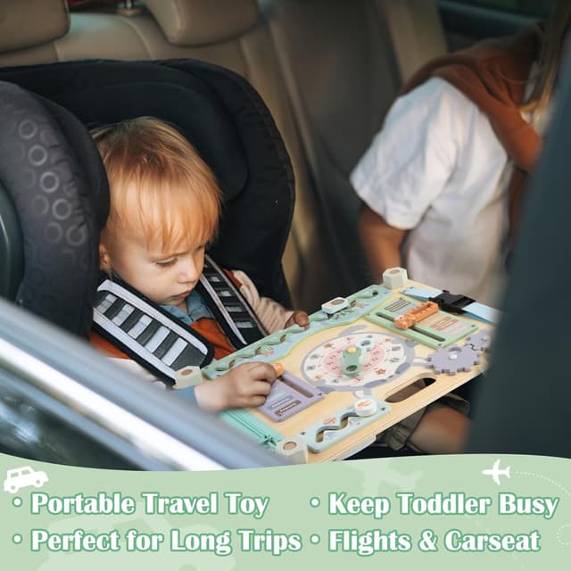 Detalle de Smartwo Large Double-Sided Montessori Busy Board (Safari) for Toddlers 2–4