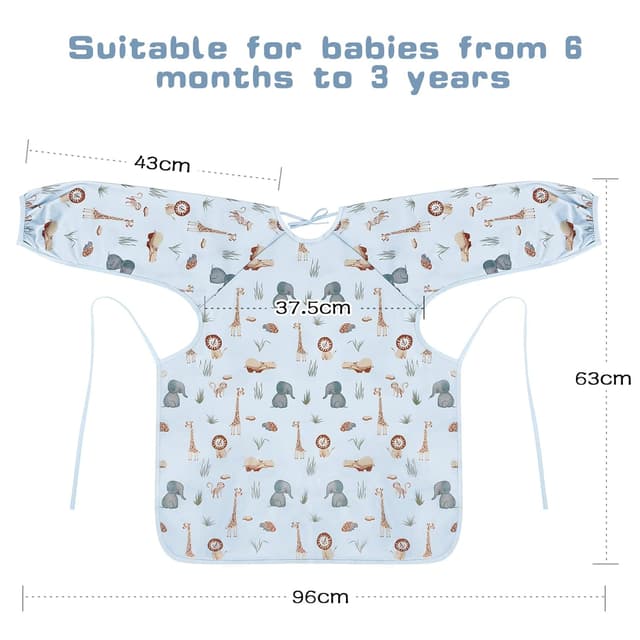 Detalle 2 de Vicloon Lätzchen mit Ärmeln für Baby & Kleinkind, wasserdicht, für Hochstuhl und Babystuhl (blau)