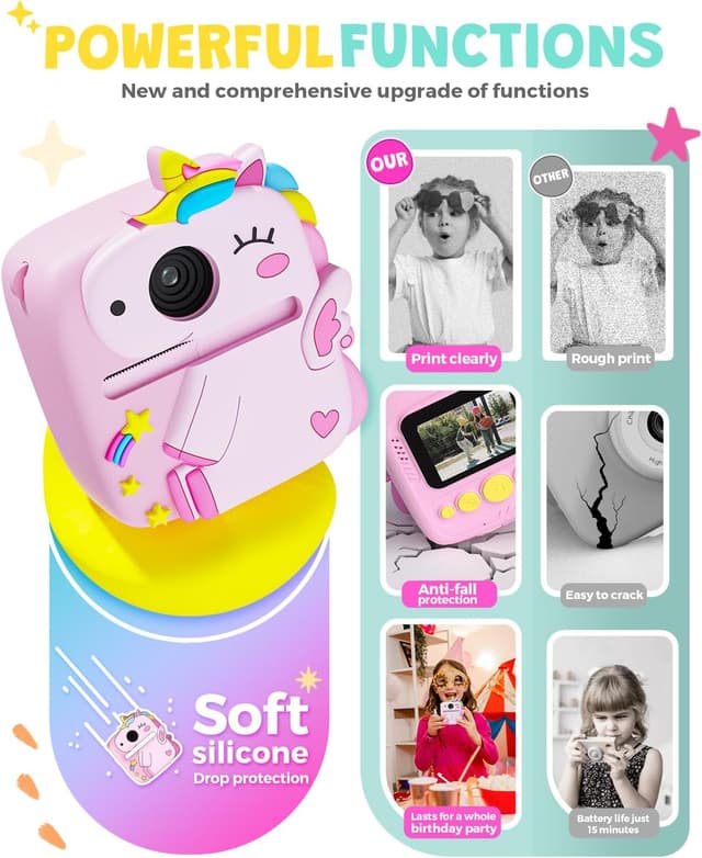 Detalle 1 de Kids Instant Print Camera 1080P for Ages 3–9